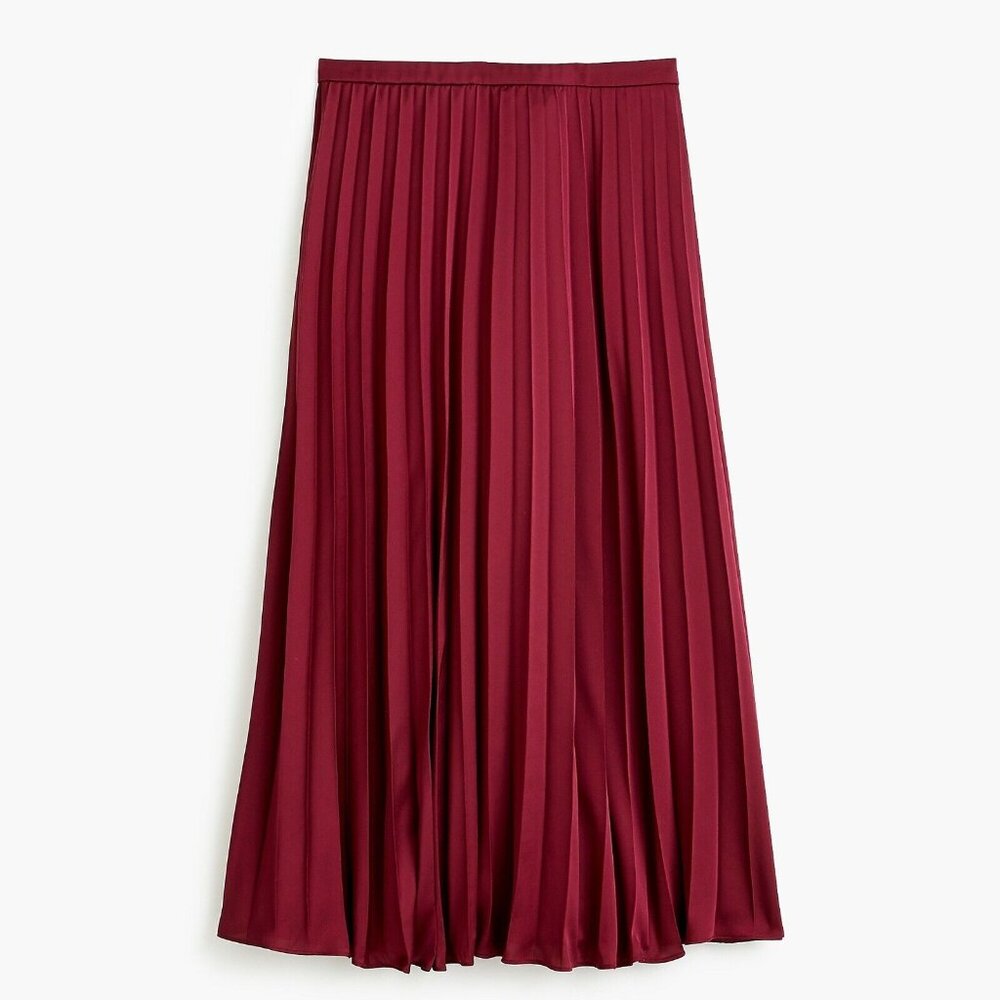 J. Crew Maroon Burgandy Midi Pleated Skirt Sz. 10